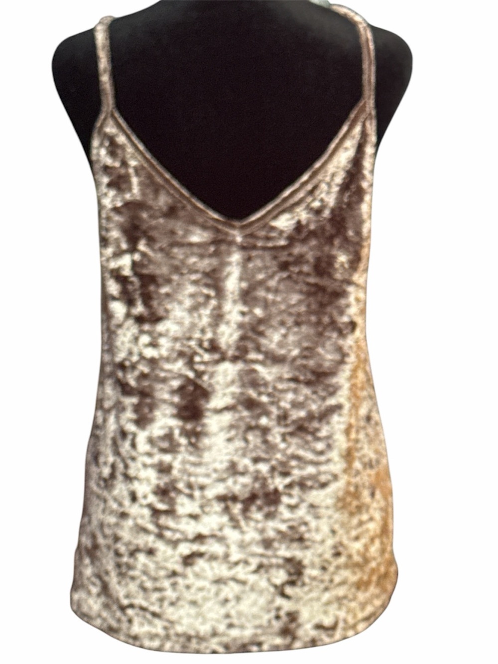 Pinkish Brown Double V Neck Crushed Velvet Cami Top- Size M - Picture 3 of 8
